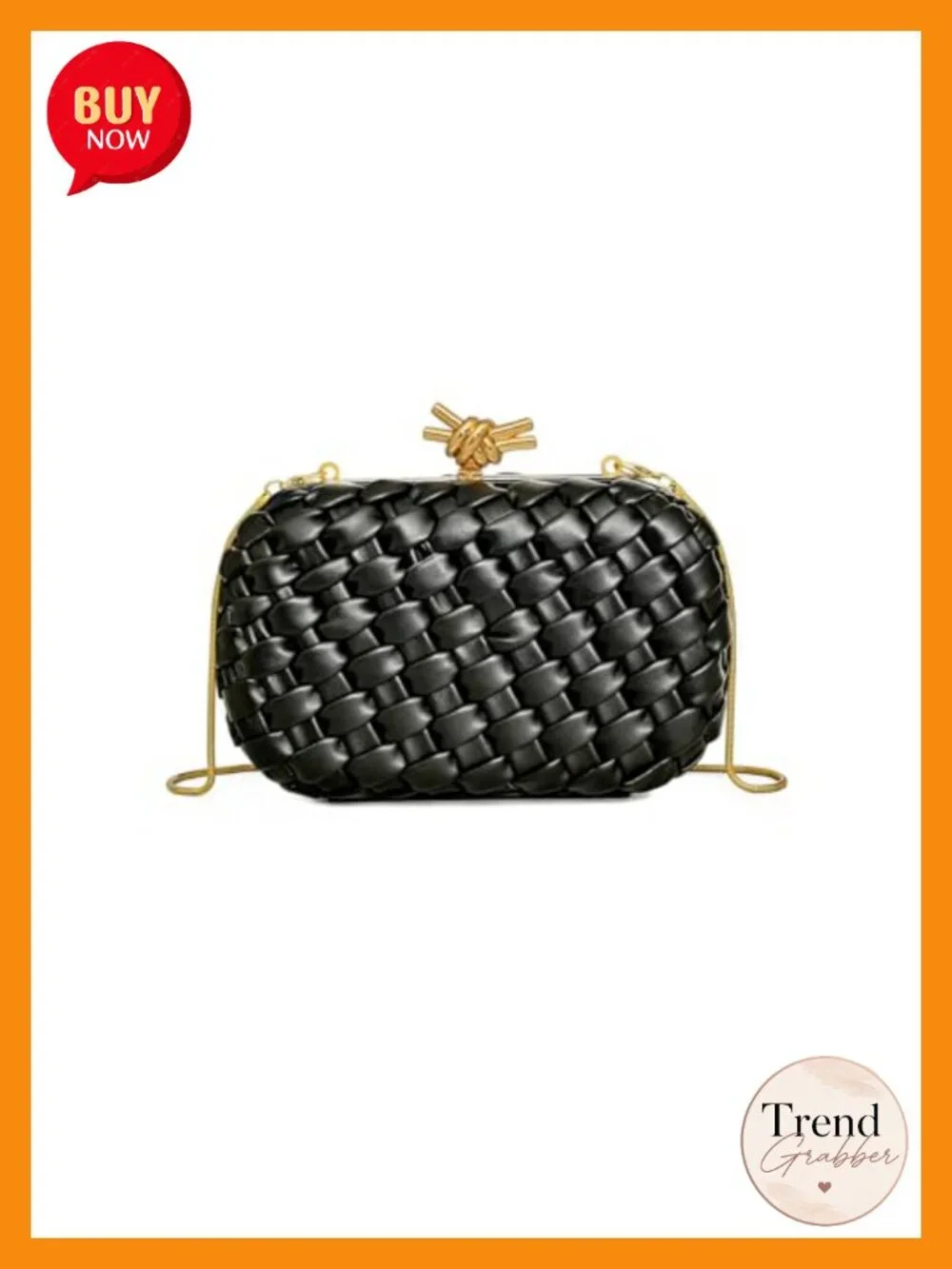 Handwoven PU Leather Clutch with Chain Strap for Weddings & Parties